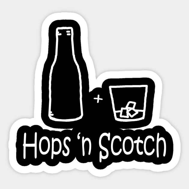 Hops 'n Scotch White Sticker by PelicanAndWolf